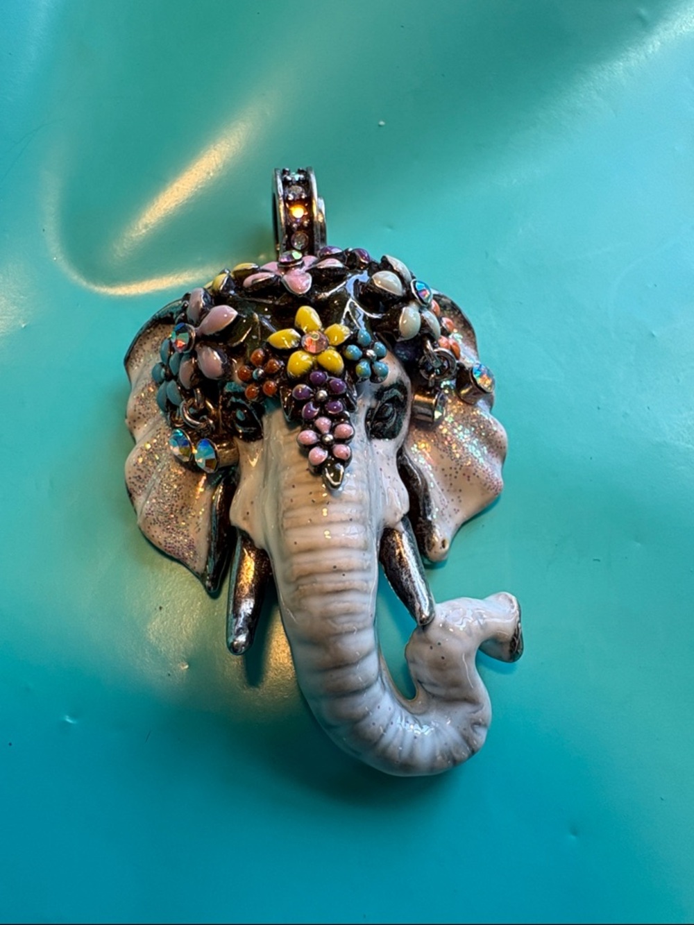 Kirks Folly Magnetic Multicolor Enamel Elephant Head Pendant